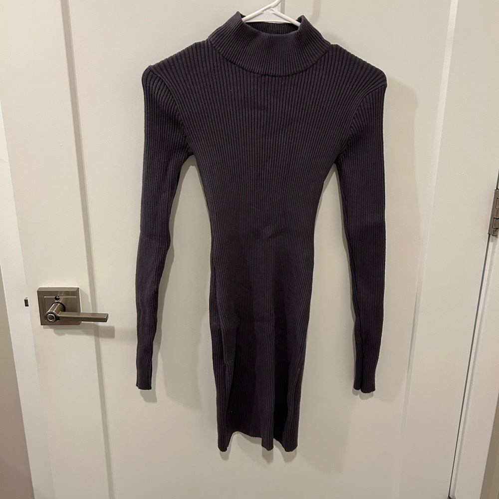 Forever 21 Ribbed Grey Turtleneck Dress